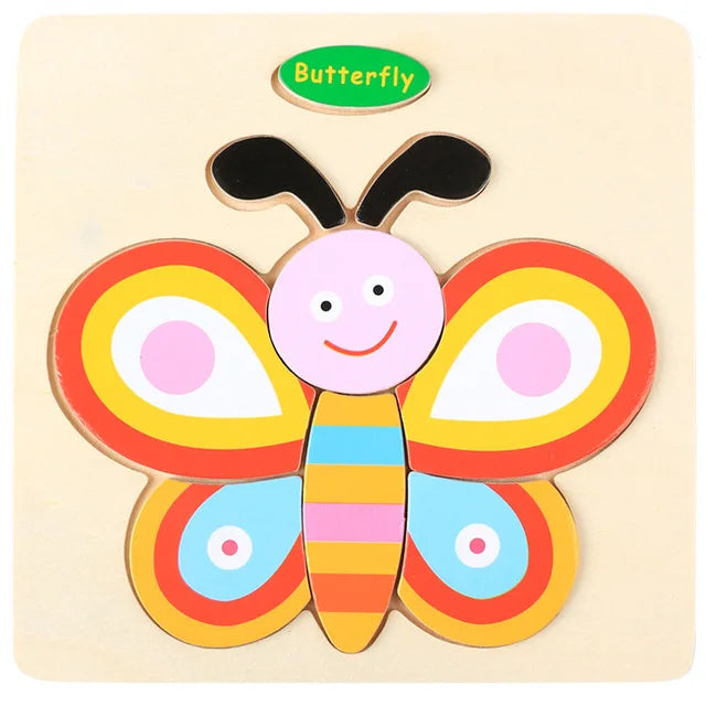 Baby Toys 3D Wooden Puzzle Jigsaw Toys for Children Cartoon Animal Puzzles Intelligence Kids Early Educational Brain Teaser Toys