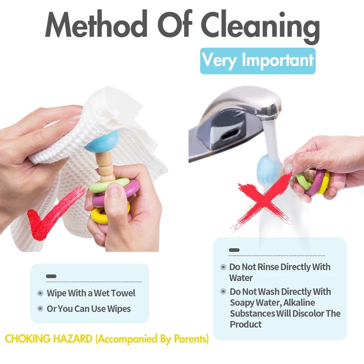 5pcs Baby Toys For 0-12 Months Newborns Wooden Toys DIY Crochet Rattle Educational Montessori Rattle Soother Bracelet Product