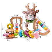 5pcs Baby Toys For 0-12 Months Newborns Wooden Toys DIY Crochet Rattle Educational Montessori Rattle Soother Bracelet Product