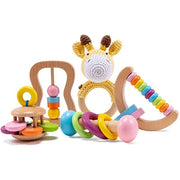 5pcs Baby Toys For 0-12 Months Newborns Wooden Toys DIY Crochet Rattle Educational Montessori Rattle Soother Bracelet Product