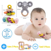 5pcs Baby Toys For 0-12 Months Newborns Wooden Toys DIY Crochet Rattle Educational Montessori Rattle Soother Bracelet Product