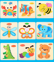 Baby Toys 3D Wooden Puzzle Jigsaw Toys for Children Cartoon Animal Puzzles Intelligence Kids Early Educational Brain Teaser Toys