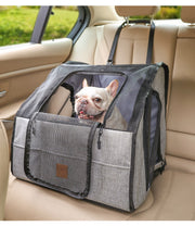 Portable Foldable Pet Car Carrier Double Fixed Three-Door Dogs and Cats Car Seat Car Mat Removable and Washable