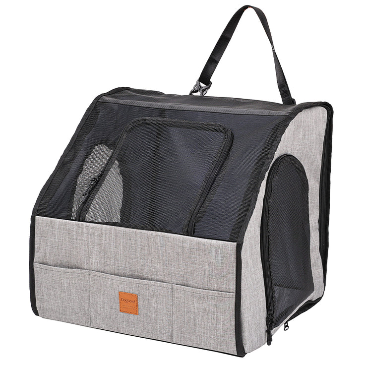 Portable Foldable Pet Car Carrier Double Fixed Three-Door Dogs and Cats Car Seat Car Mat Removable and Washable