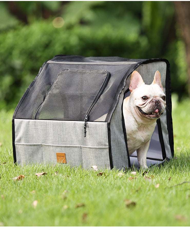 Portable Foldable Pet Car Carrier Double Fixed Three-Door Dogs and Cats Car Seat Car Mat Removable and Washable