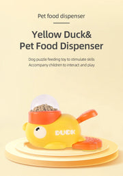 Yellow Rubber Duck-Shaped Interactive Feeder for Dogs and Cats: A Treat Dispensing Puzzle Toy Designed for Pet Training