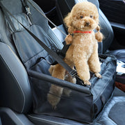 Cozy Pet Car Seat with Safety Harness - Ideal for Small Dogs and Cats, Durable Fabric Travel Basket