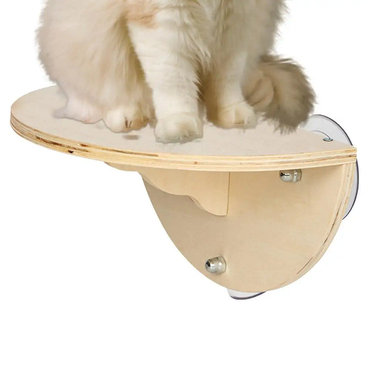 Cat Window Perch Space Saving Window Cat Seat Kitten Climbing Wood Window Shelf with 3 Suction Cups Cats Play Climb Seat for
