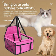 Cozy Pet Car Seat with Safety Harness - Ideal for Small Dogs and Cats, Durable Fabric Travel Basket