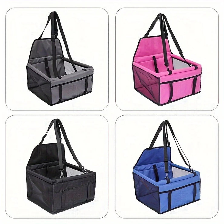 Cozy Pet Car Seat with Safety Harness - Ideal for Small Dogs and Cats, Durable Fabric Travel Basket