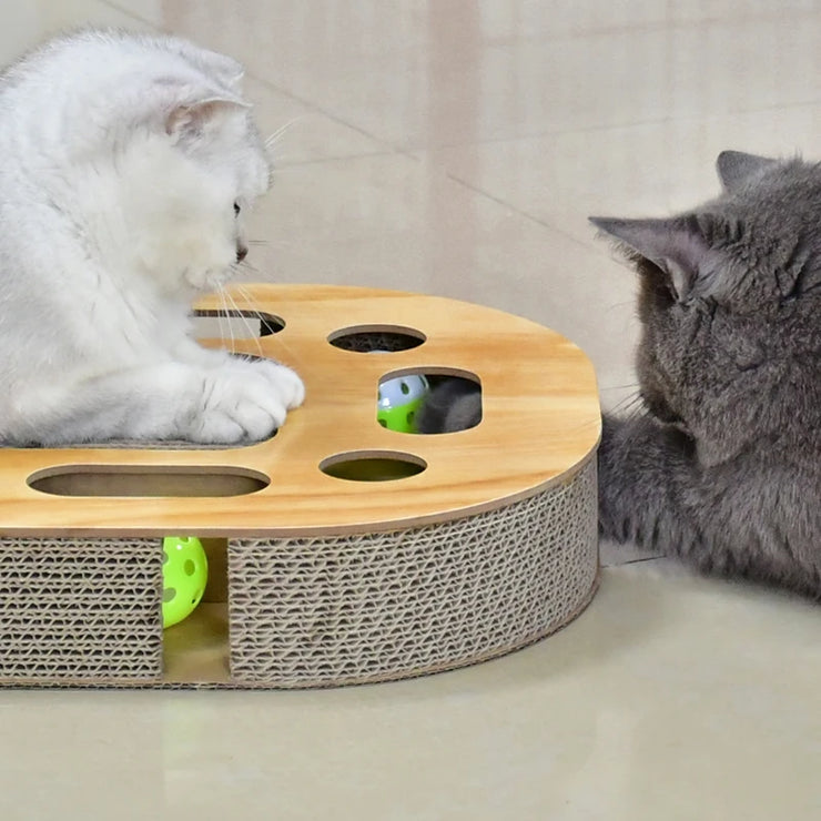 Cat scratching board durable cat bed with scratching mat with Double bell ball cat toy
