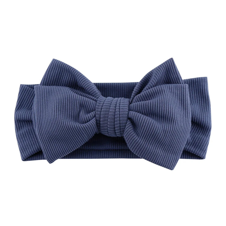 Solid Ribbed Cotton Baby Headband Big Bow Double Layers Knotted Headwraps Newborn Boys Girls Elastic Hair Bands Accessories