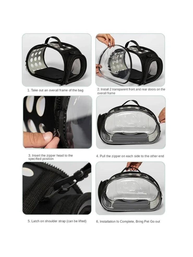 Pet Shoulder Crossbody Bag  Breathable and Portable Pet Outing Cat Backpack Outdoor Travel Handbag, Small Dog Folding Bag
