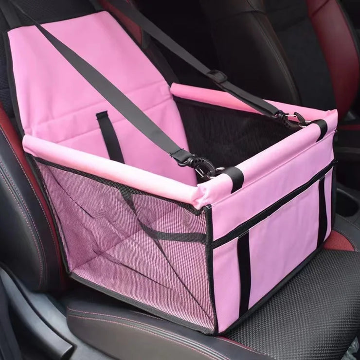 Cozy Pet Car Seat with Safety Harness - Ideal for Small Dogs and Cats, Durable Fabric Travel Basket