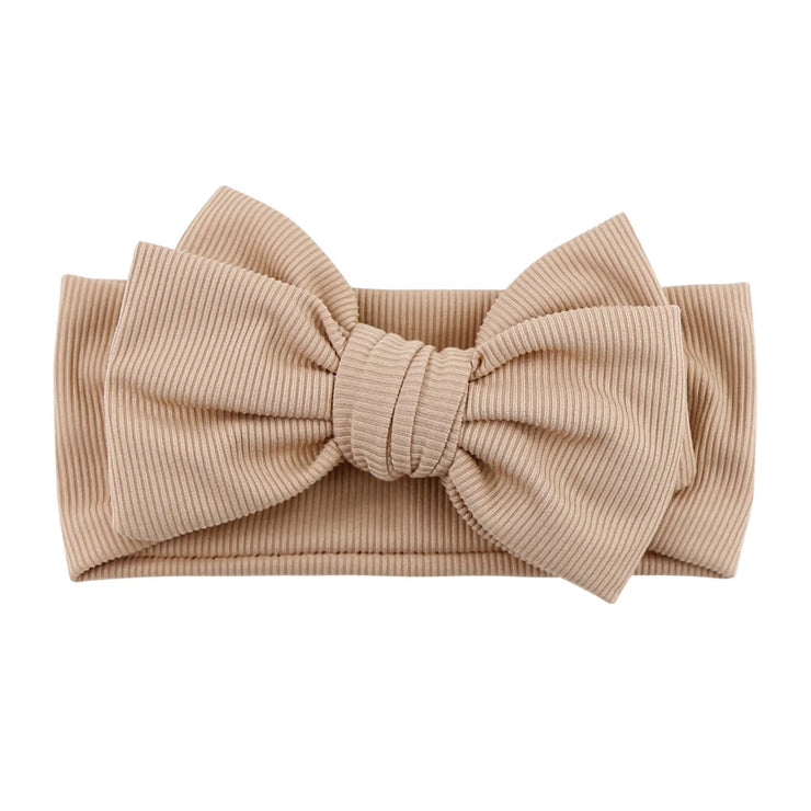 Solid Ribbed Cotton Baby Headband Big Bow Double Layers Knotted Headwraps Newborn Boys Girls Elastic Hair Bands Accessories