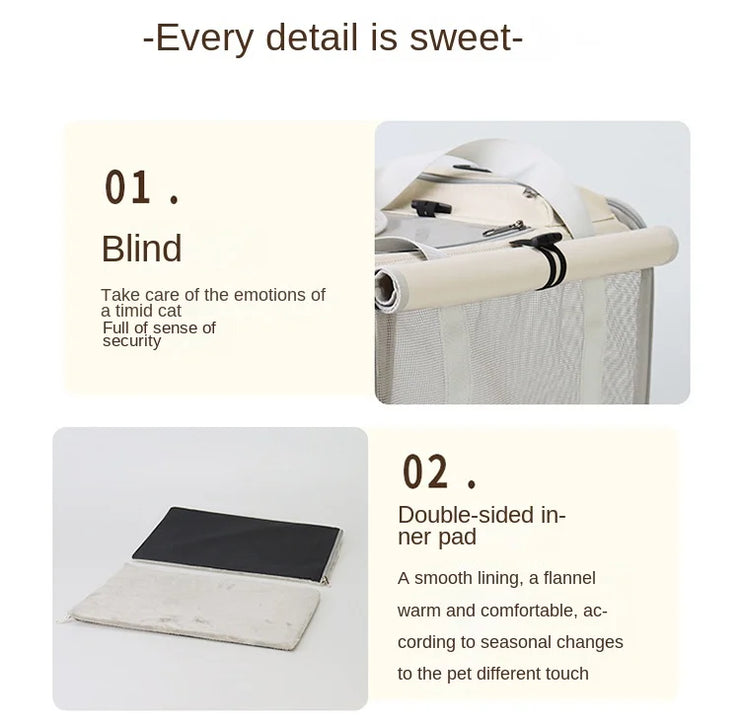 Pet Bag  Portable Bag for Outings Foldable Car Shoulder Portable Cat Bag  Large Capacity Two Cat Outing Bag