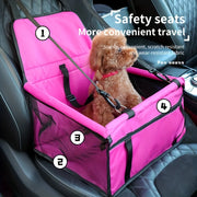 Cozy Pet Car Seat with Safety Harness - Ideal for Small Dogs and Cats, Durable Fabric Travel Basket