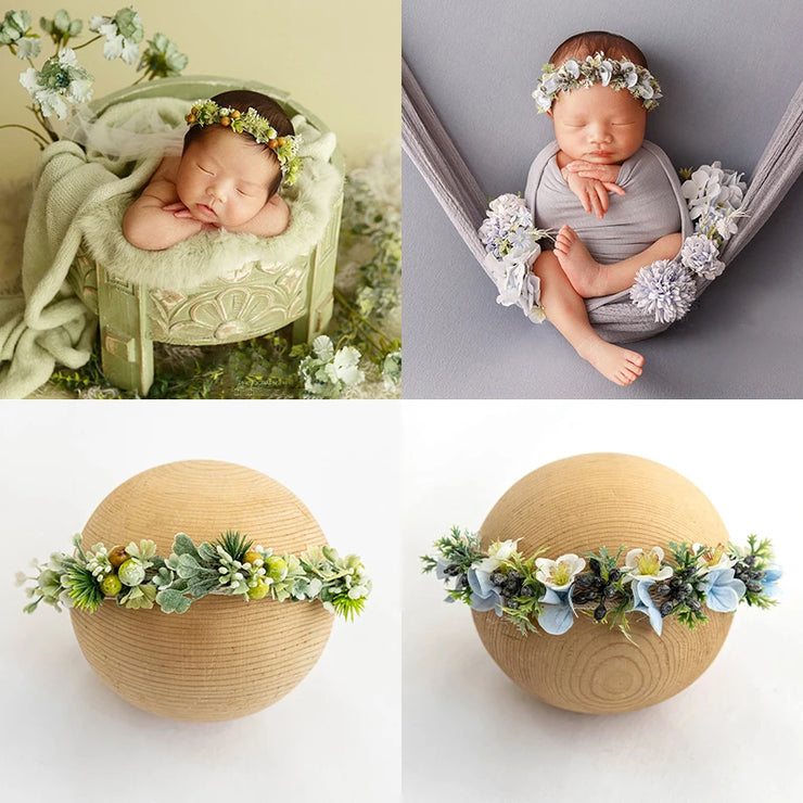 Baby Head Flower Photography Props Adjustable Artificial Flower Shooting Headband Newborn Photo Bow Pearl Headgear Accessories