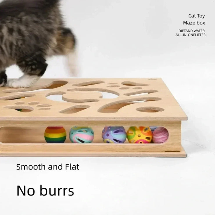 New Cat Maze Toy Cats Maze Box Funny Feeder Multi Hole Interactive Cat Toys Kitten Balls Stimulation Mental Box Interactive Game