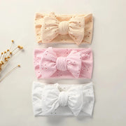 Baby Girl Bows Headband Newborn Turban Hole Hairband Embroidery Accessory Kids HairBand Outdoor Summer Toddler children HeadWrap