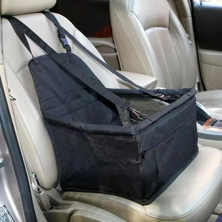 Cozy Pet Car Seat with Safety Harness - Ideal for Small Dogs and Cats, Durable Fabric Travel Basket