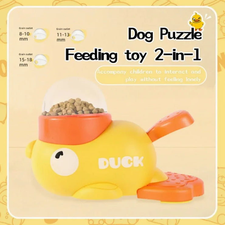 Yellow Rubber Duck-Shaped Interactive Feeder for Dogs and Cats: A Treat Dispensing Puzzle Toy Designed for Pet Training