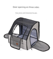 Portable Foldable Pet Car Carrier Double Fixed Three-Door Dogs and Cats Car Seat Car Mat Removable and Washable