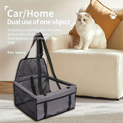 Cozy Pet Car Seat with Safety Harness - Ideal for Small Dogs and Cats, Durable Fabric Travel Basket