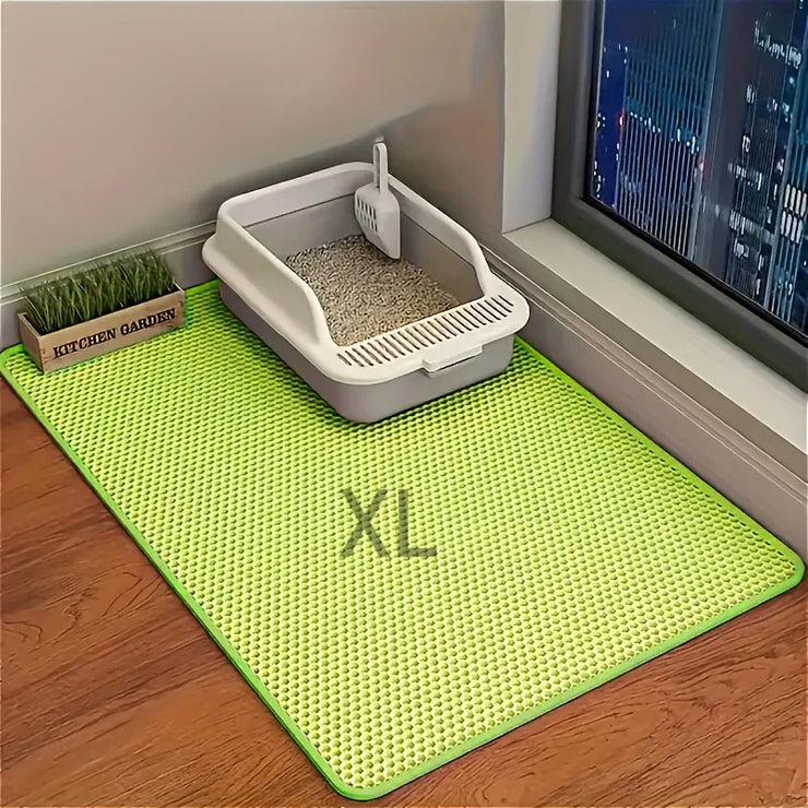 Double-layer EVA cat litter mat, splash-proof mat, cat litter basin filter and water leakage control sand pad, washable, easy