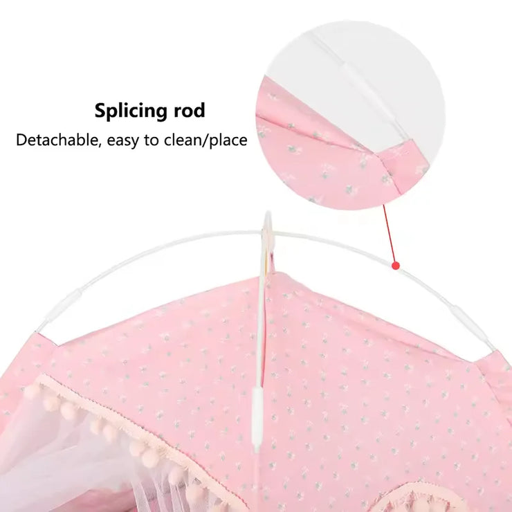 Pet Dog Tent House Floral Print Enclosed Cat Tent Bed Indoor Folding Portable Comfortable Kitten Bed Kennel For Small Pets