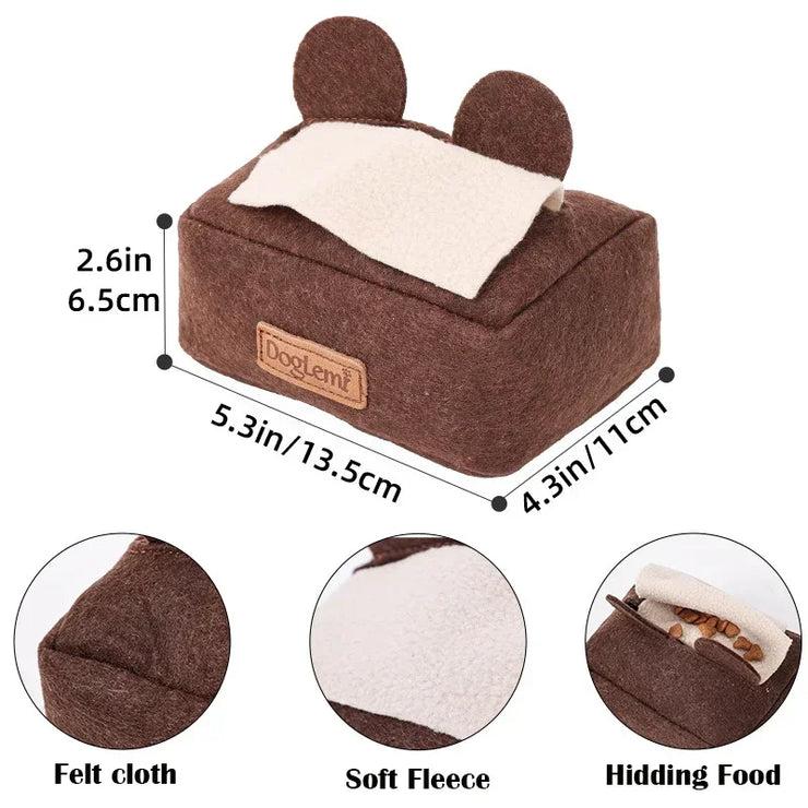 Interactive Treat, Feeder, Pet Toys, Nosework Training, Sniffing,Tissue Box Snuffle Toy for Cats Dogs