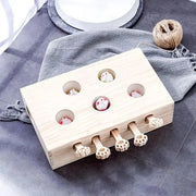 Funny Cat Hunt Puzzle Toy Wooden Maze Pet Hit Hamster Catch Bite Interactive Toys With 5-holed Mouse Holes Cats Toy Pet Supplies