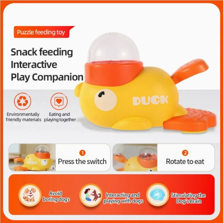 Yellow Rubber Duck-Shaped Interactive Feeder for Dogs and Cats: A Treat Dispensing Puzzle Toy Designed for Pet Training