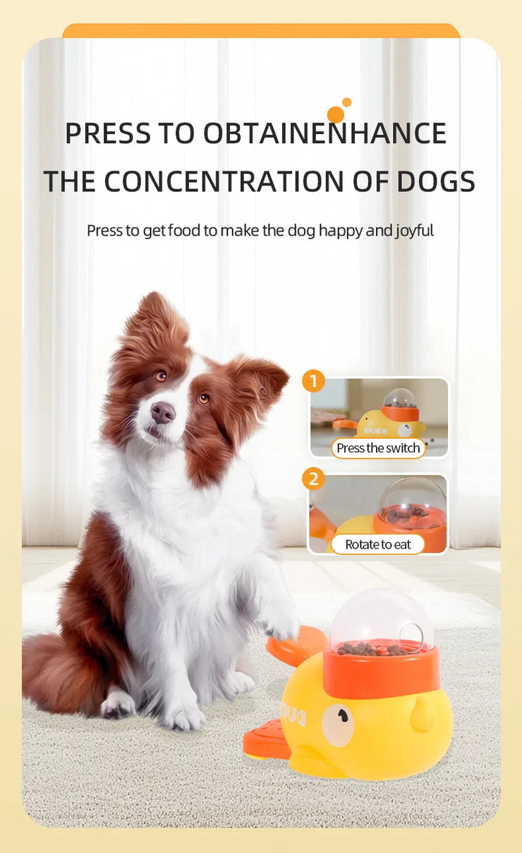 Yellow Rubber Duck-Shaped Interactive Feeder for Dogs and Cats: A Treat Dispensing Puzzle Toy Designed for Pet Training