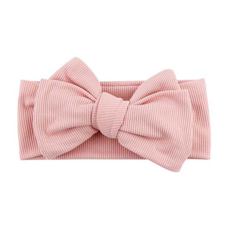 Solid Ribbed Cotton Baby Headband Big Bow Double Layers Knotted Headwraps Newborn Boys Girls Elastic Hair Bands Accessories