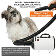 Dog Hair Dryer Pet Grooming Dryer 2-in-1 Smart Silent Dog Hair Dryer with High Power Negative Ions Sorting and Rinse Dogs