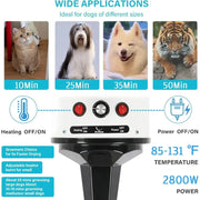 Dog Hair Dryer Pet Grooming Dryer 2-in-1 Smart Silent Dog Hair Dryer with High Power Negative Ions Sorting and Rinse Dogs