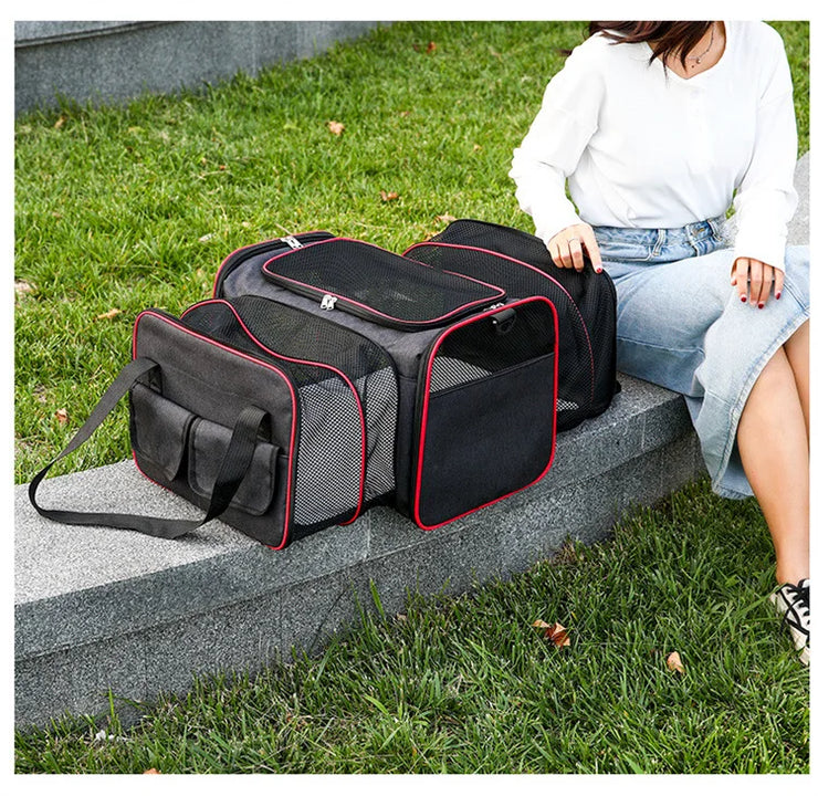 Pet Bag 1PC Cats and Dogs Chest Breathable Folding Portable Trolley Double Shoulder Handheld Crossbody Outdoor Bag Pet Products