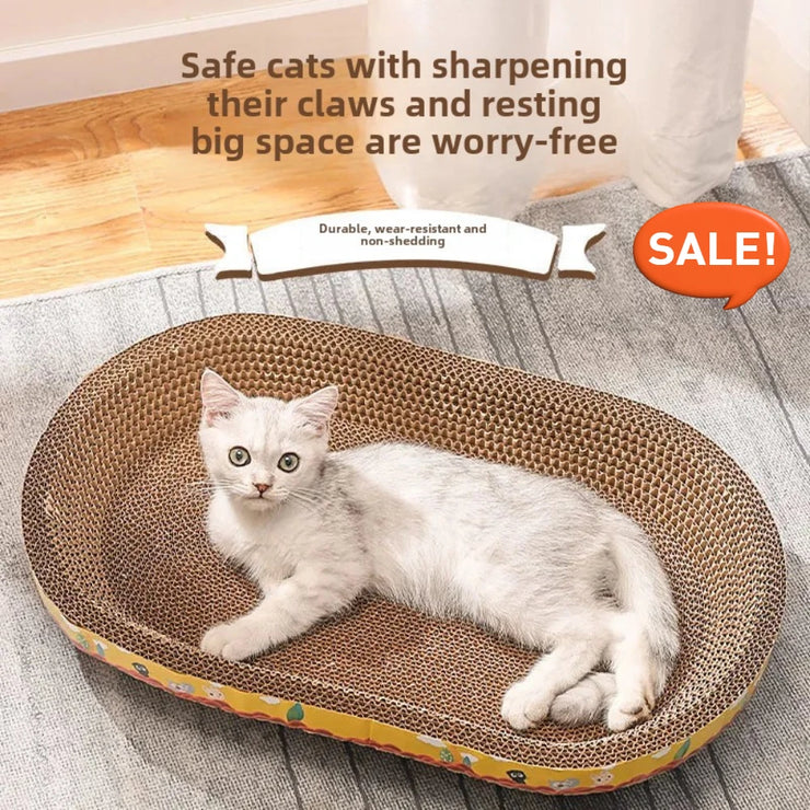 Cat Scratching Board Protective Furniture Claw Grinding Toys Pet Bed for Cat Stuff Oval Corrugated Paper Accessories Cats Nesk