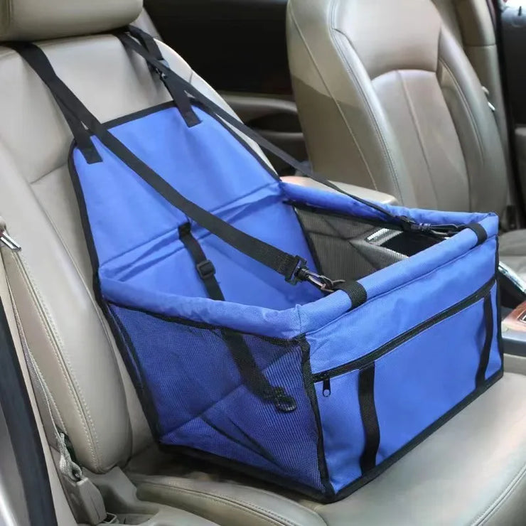 Cozy Pet Car Seat with Safety Harness - Ideal for Small Dogs and Cats, Durable Fabric Travel Basket