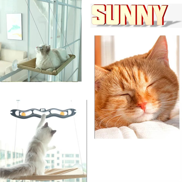 Soft cat window hammock Comfortable perch for cat naps Firmly mounted, Load-bearing, perfect for saving space