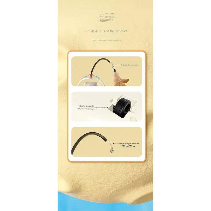 Electric Interactive Cat Toy Cat Toys with Feather Cat Teaser Wand Rechargeable Electric Sensing Pet Toys for Chasing