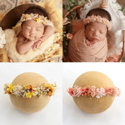 Baby Head Flower Photography Props Adjustable Artificial Flower Shooting Headband Newborn Photo Bow Pearl Headgear Accessories