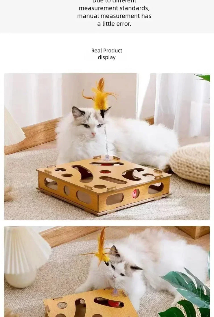 New Cat Maze Toy Cats Maze Box Funny Feeder Multi Hole Interactive Cat Toys Kitten Balls Stimulation Mental Box Interactive Game