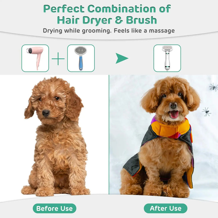 Pet Hair Dryer for Dogs Portable 2-in-1 Dog Desmotor Blower Dog with Blower Thermostat for Puppy Cleaning Dog Grooming Pet Dries