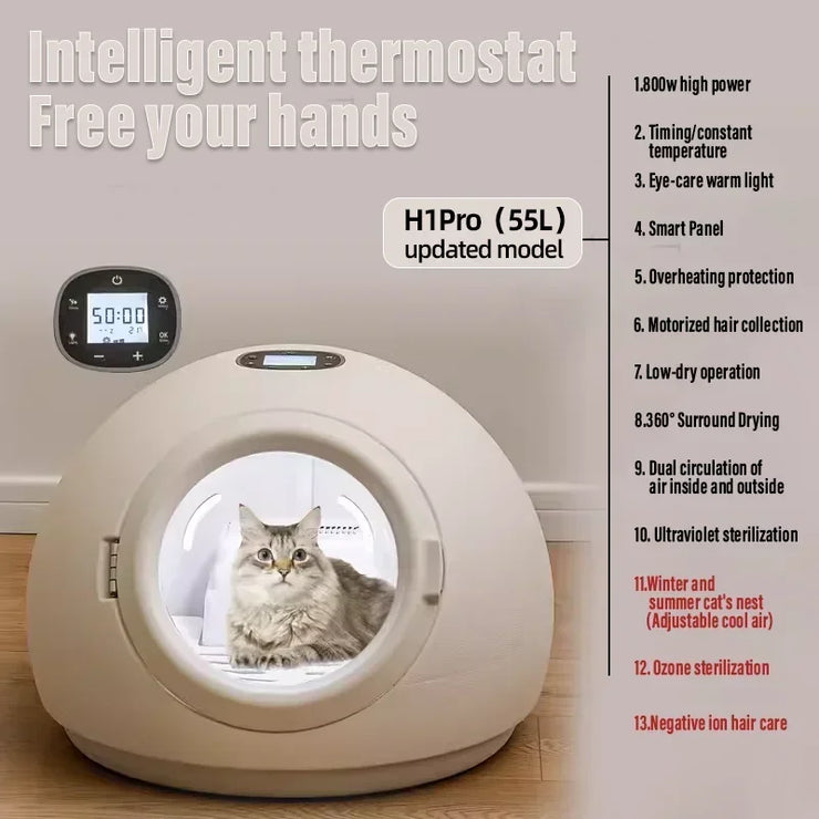 Smart Pet Drying Box, Automatic Temperature Control Dryer, Water Sterilization, Anti Cold, Beauty Equipment, Cats and Dogs