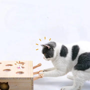 Funny Cat Hunt Puzzle Toy Wooden Maze Pet Hit Hamster Catch Bite Interactive Toys With 5-holed Mouse Holes Cats Toy Pet Supplies