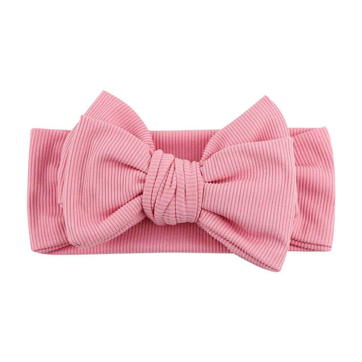 Solid Ribbed Cotton Baby Headband Big Bow Double Layers Knotted Headwraps Newborn Boys Girls Elastic Hair Bands Accessories