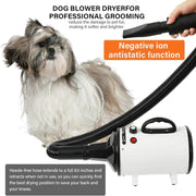 Dog Hair Dryer Pet Grooming Dryer 2-in-1 Smart Silent Dog Hair Dryer with High Power Negative Ions Sorting and Rinse Dogs