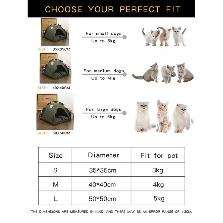 Pet Dog Tent House Floral Print Enclosed Cat Tent Bed Indoor Folding Portable Comfortable Kitten Bed Kennel For Small Pets